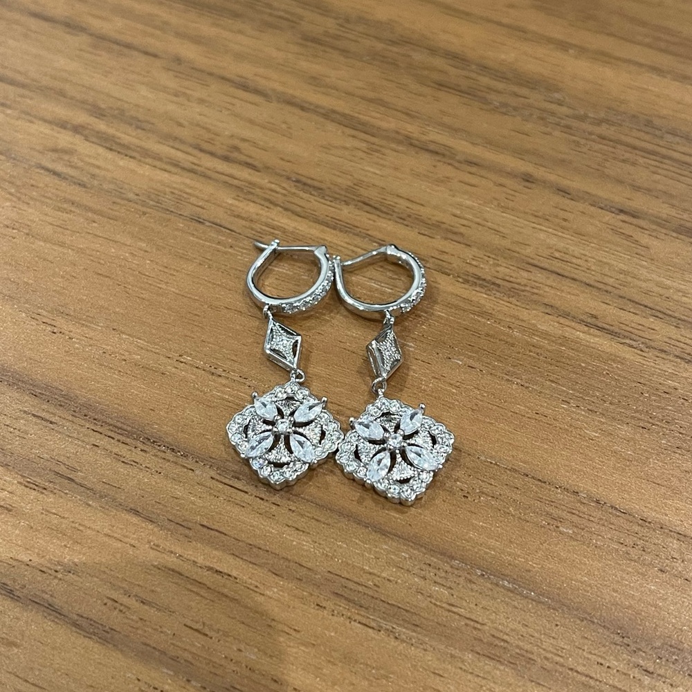 Sterling Silver Floral Drop Earrings